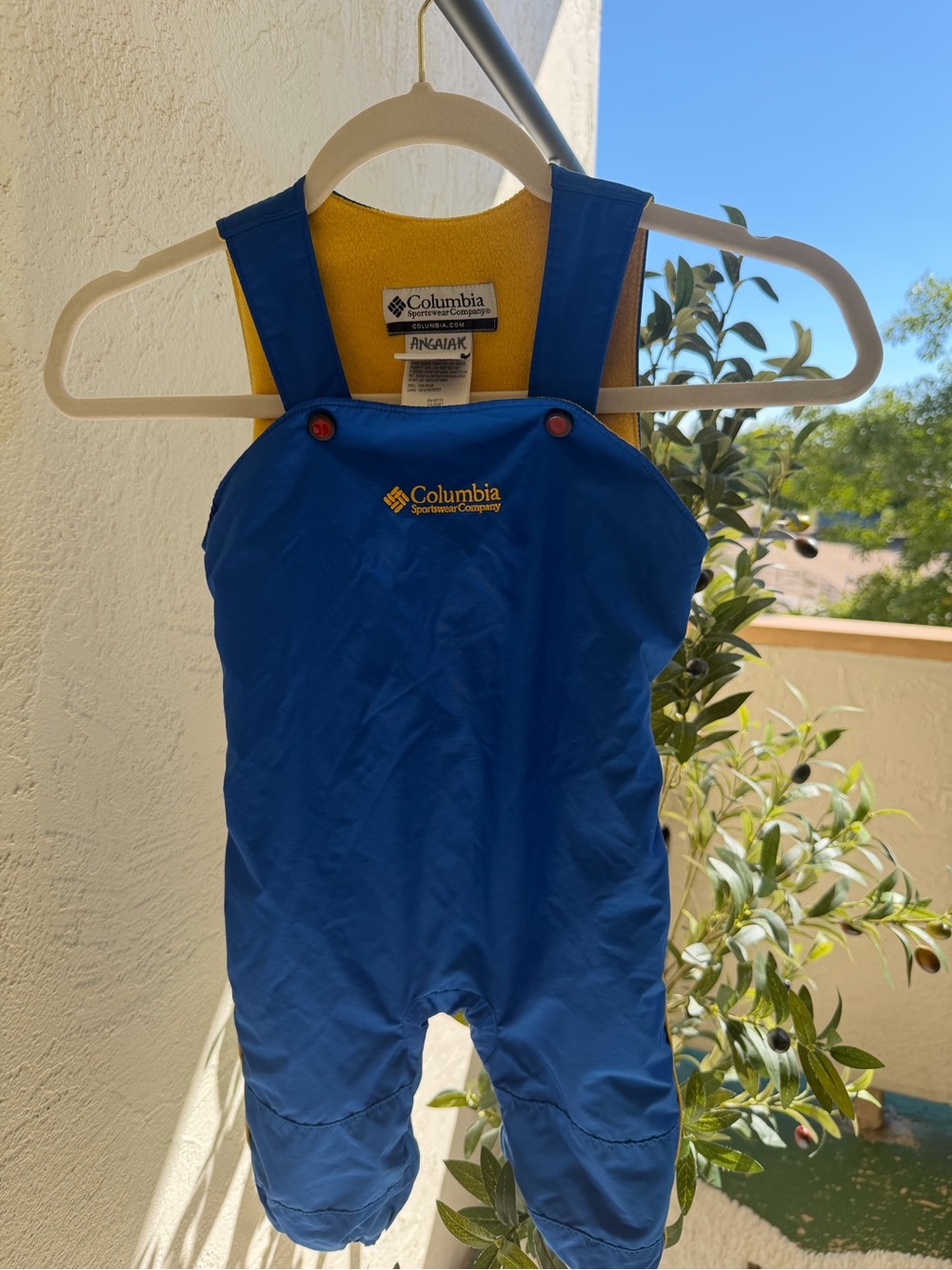 Columbia Baby Snow Bib Overalls Blue Yellow 18M
